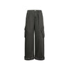 OUSWE Loose Big Pocket Flanged Camo Cotton Overalls Wide Leg Pants