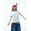 Jimmy The Crew Vintage Cartoon Rabbit Contrast Color Loose Skinny Short Sleeve T-Shirt Top