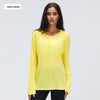 DIQIAN Loose and Breathable Fitness Top Casual Thin Long-sleeved Blouse