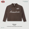 BE Vintage Waffle Wash Fried Snowflake Seagull Collar Print Embroidery Long Sleeve