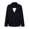 UNBDNS Button-down Waist and Thin Design V-neck Long-sleeved Shirt