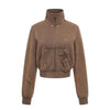 Pokiovo Vintage Riveted Hottie Skinny Stand-Up Collar Short Jacket