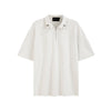 MADEEXTREME Metal Accessories Alphabet Print Polo Collar Short Sleeve T-shirt