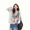 Jimmy Vintage Graffiti Print Long-sleeved Blouse Top