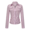 Pokiovo Spice Girl Style Shirt Women's Striped Skinny Long Sleeve Shirt