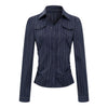 Pokiovo Spice Girl Style Shirt Women's Striped Skinny Long Sleeve Shirt