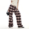 Jimmy Vintage Red and White Plaid Wide Leg Mopping Plaid Pants