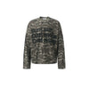 Camouflage Design Rivet Print Waffle Long Sleeve T-Shirt