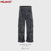 MIJKO Heavy-duty Old Streamer Cargo Straight Casual Pants