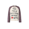 Contrast Checked Design Printed Waffle Long Sleeve T-Shirt