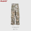 MIJKO Camouflage Multi-pocket Cat Whisker Stitching Velcro Elastic Slacks