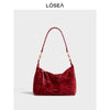 LOSEA New Chinese Textured Red Underarm Bag Red Shoulder Bag