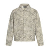 11KN Retro Leopard Print Design Sense Short Wide Silhouette Lapel Denim Cotton Jacket