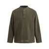 SANHOMME Vintage Henry Neck Waffle Long Sleeve T-Shirt
