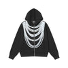 TaelePlus Street Trend Brand Hip Hop Necklace Printed Cardigan Hooded Sweater