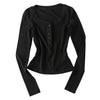 Pokiovo Henry Collar Slim Fit Inside Skinny Knitted Bottom Long Sleeve T-Shirt