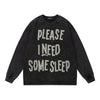 TRYTHMCLUB Letter Print Crew Neck Long Sleeve Loose Sweater