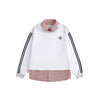 BTBDBTE Youth Campus Wind Striped Splicing Fake Two-piece Sweater