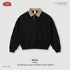 BE Heavy Old Money Style Plaid Semi-open Chest Polo Collar Long-sleeved Sweater