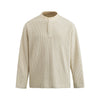 SANHOMME Vintage Henry Neck Waffle Long Sleeve T-Shirt
