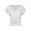 UNBDNS Basic Stacking Feeling Waist and Thin V-neck Front Shoulder Short Sleeves