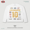 BE Autumn Street Boxy Loose Shoulder Racing Badge Printed Top Long Sleeve
