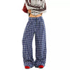 Jimmy Vintage Lazy Plaid Straight Wide Leg Casual Pants