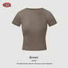 BE Women's Summer Crew Neck Women's T-Shirt Thin Front Shoulder Short Sleeves