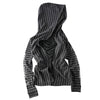 Pokiovo Striped Design Sense Loose Casual Hooded Jacket