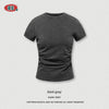 BE Women's Summer Pumping Pleated Waist T-shirt Y2k Babes Front Shoulder Short Sleeves