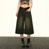 Jimmy Washed Old Denim Cropped Pants Wide Leg Pants
