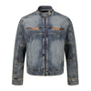 MADEEXTREME Splicing Silhouette Stand-up Collar Denim Jacket