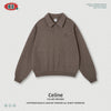 BE Old Money Wind Yarn Half Embroidered Lapel Open Chest Polo Sweater