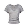 UNBDNS Basic Stacking Feeling Waist and Thin V-neck Front Shoulder Short Sleeves