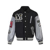 MADEEXTREME Letter Embroidered Stitching Contrasting Leather Jacket