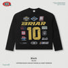 BE Autumn Street Boxy Loose Shoulder Racing Badge Printed Top Long Sleeve