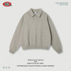 BE Old Money Wind Yarn Half Embroidered Lapel Open Chest Polo Sweater