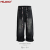 MIJKO Contrasting Drawstring Knee Jeans