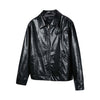 MADEEXTREME Ink Printed Portrait Pleated Pu Leather Jacket Oil Wax Jacket