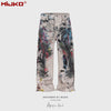 MIJKO 3D Digital Printing Graffiti Ink Splashing Jeans