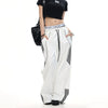 Jimmy Drawstring Design Sports Striped Wide-leg Slacks