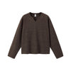 Inflation Blended Waffle Solid Color V-Neck Long Sleeve