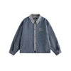 STAFFPICK Vintage Coarse Textured Fabric Contrast Collar Casual Jacket