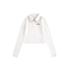 STAFFPICK Skinny Bow-embroidered Lapel Polo Shirt