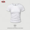 BE Solid Color Square Neck Shoulder Short Sleeve T-Shirt