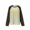 Vintage Washed Contrasting Shoulder Sleeves T-shirt Long Sleeves