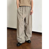 EME Khaki Streamer Cream-feeling Belt Pleated Trousers