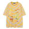 Jimmy The Crew Retro Fruit Striped Lazy Style Casual Versatile Micro Transparent Loose Short-sleeved T-shirt