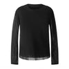11KN breathable simple skin-friendly drape basic round neck long sleeve