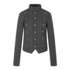 11KN Slim Fit Napoleon Metal Buckle Design Short  Shoulder Jacket